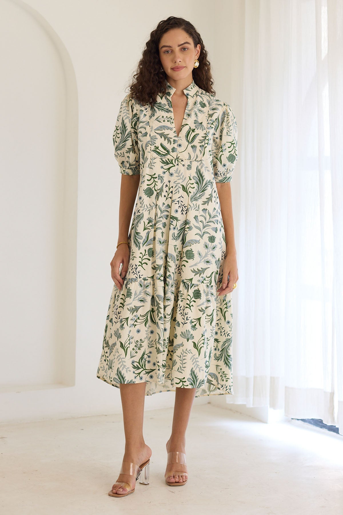 Sumatra Midi Dress- Forest Bliss