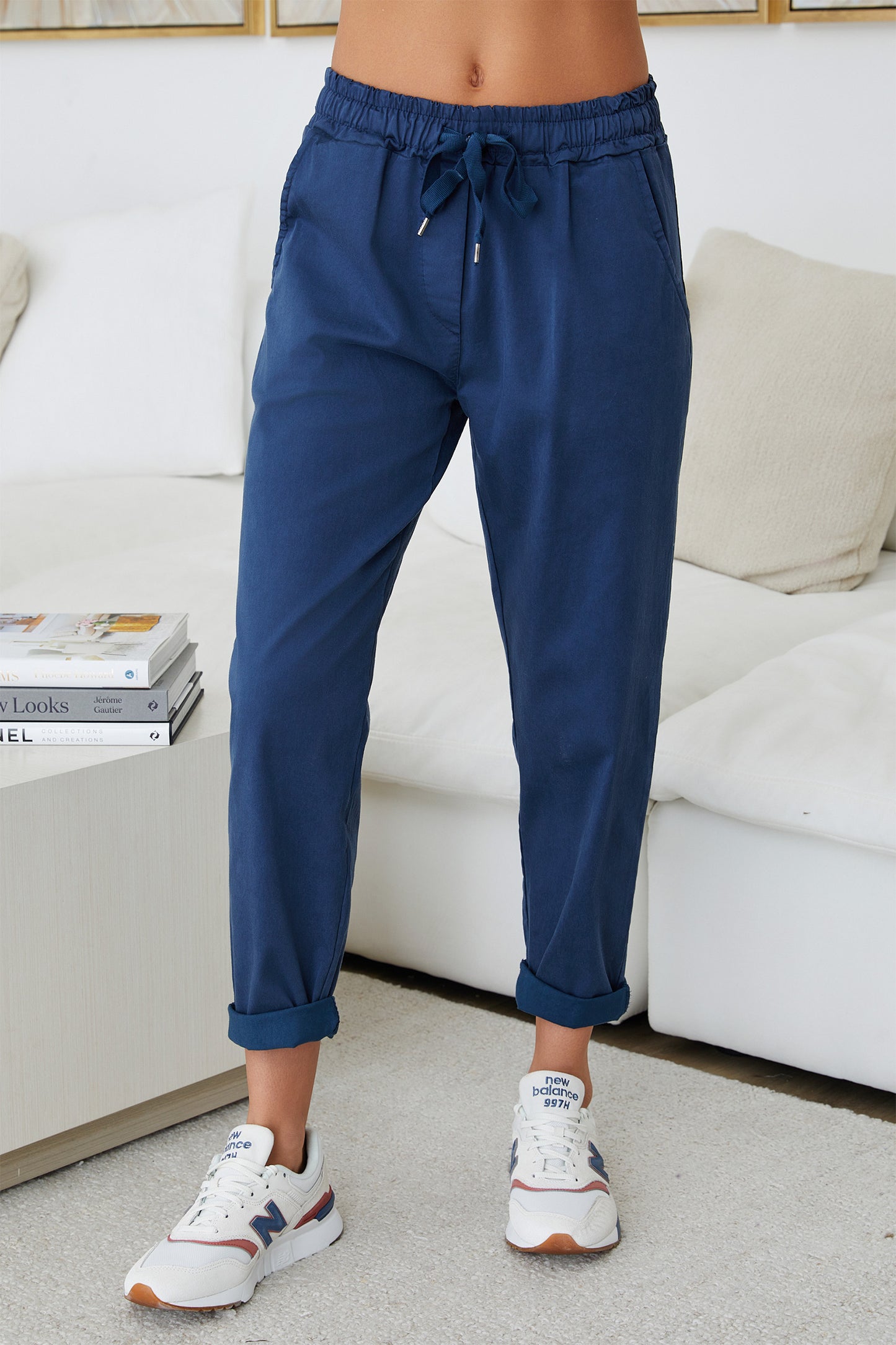 Drawstring Lightweight Jogger- Navy