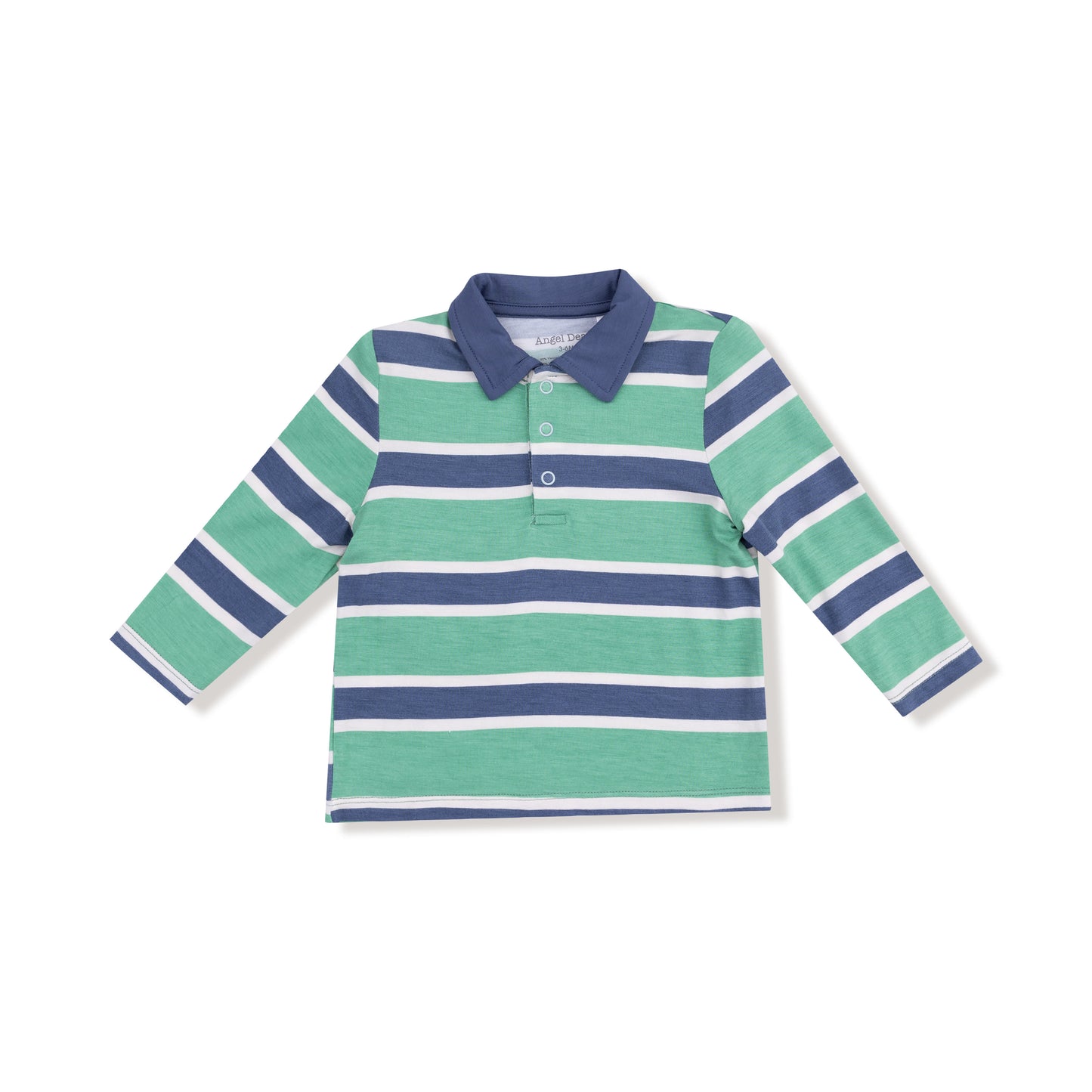 Rugby Stripe Polo Shirt- Green + Navy