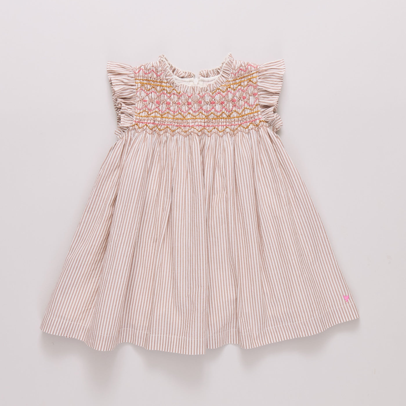 Girls Stevie Dress- Tawny Brown Stripe