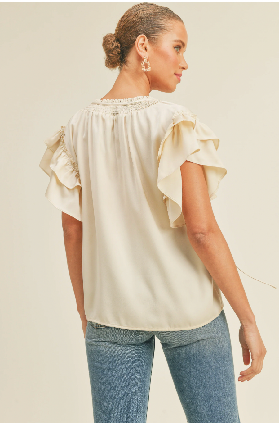 Ruffle Short Sleeve Blouse