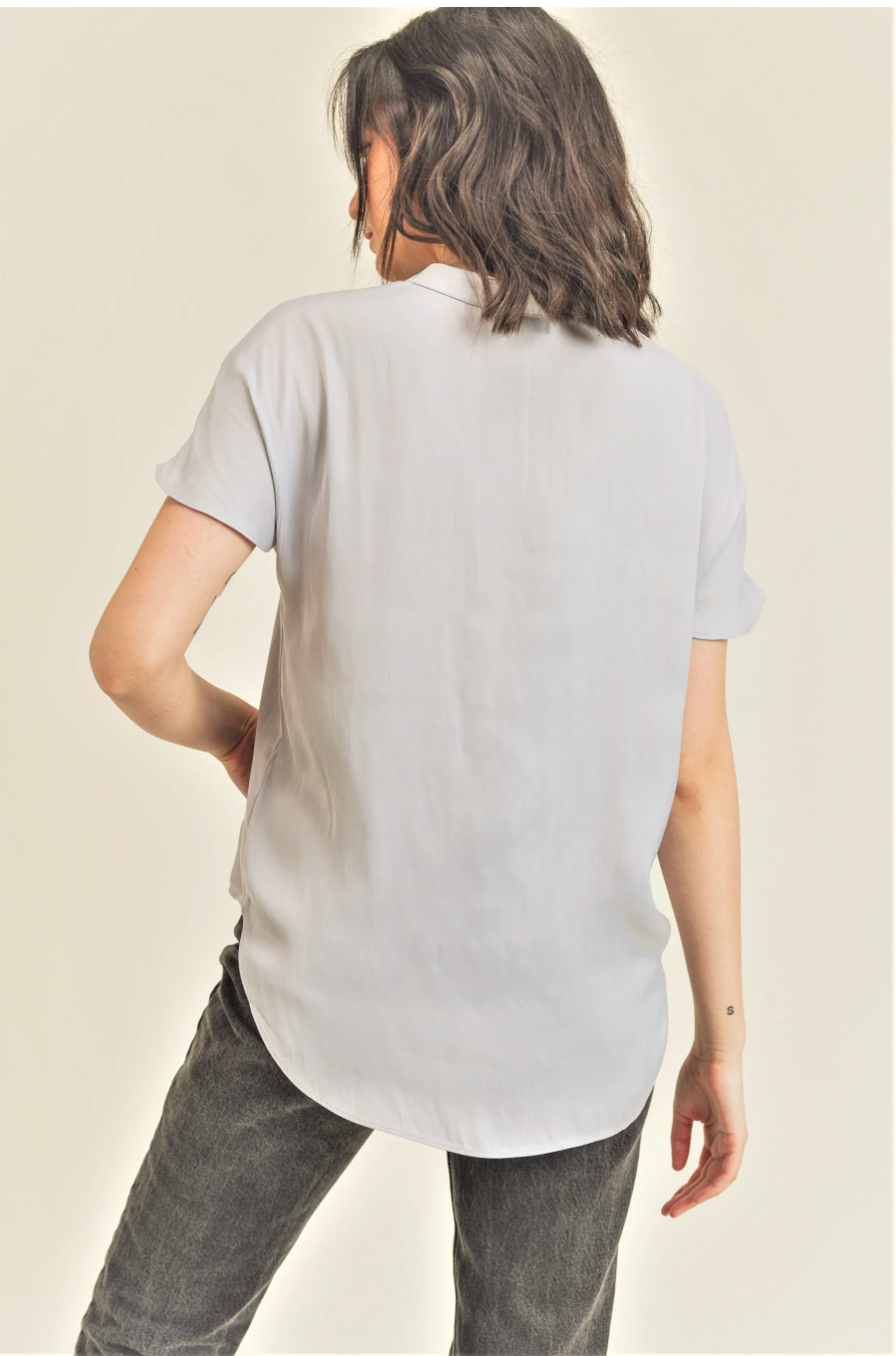 V-Neck Silky Fabric Blouse