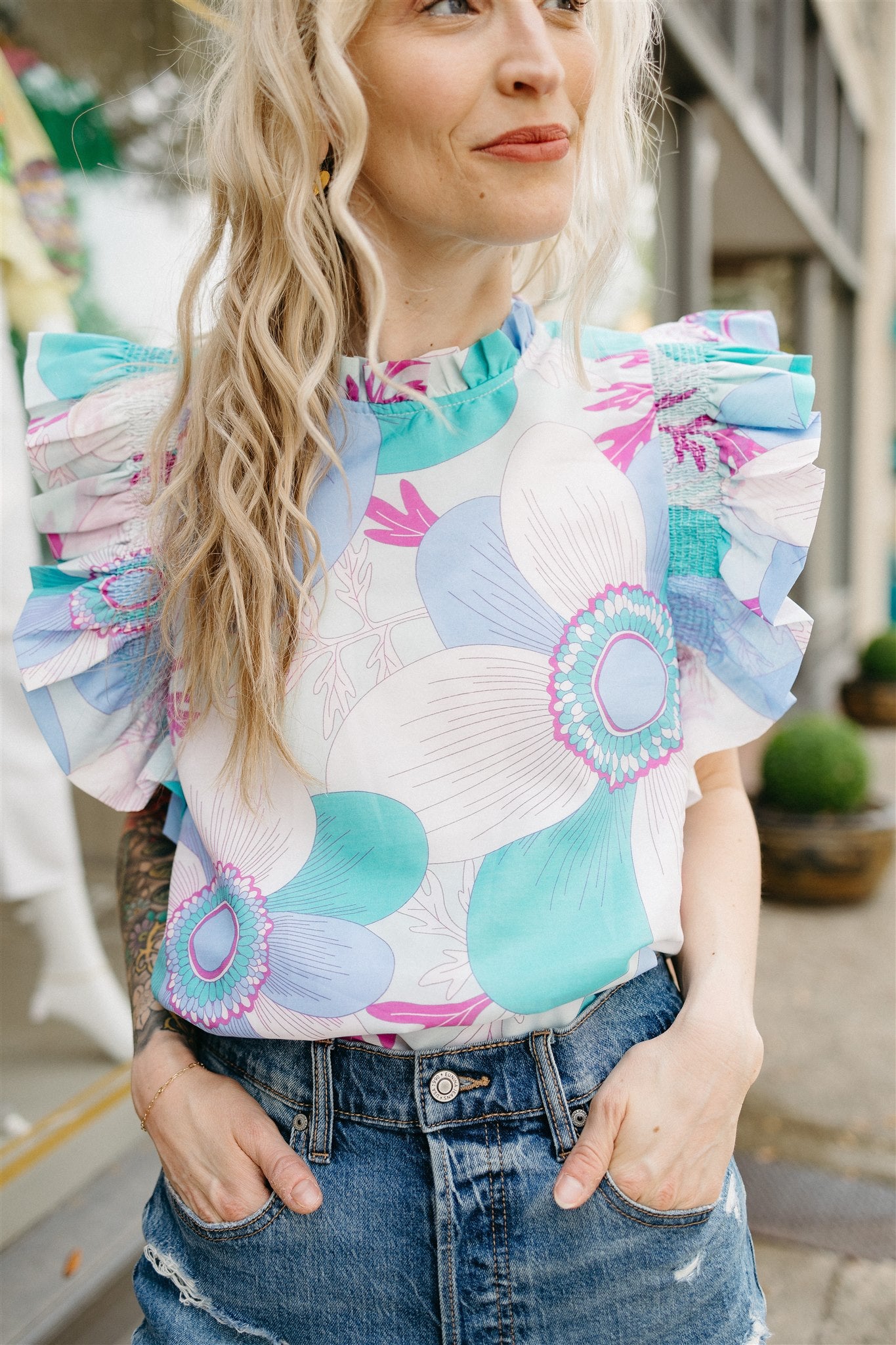 Mia Rae Ruffle Sleeve Top