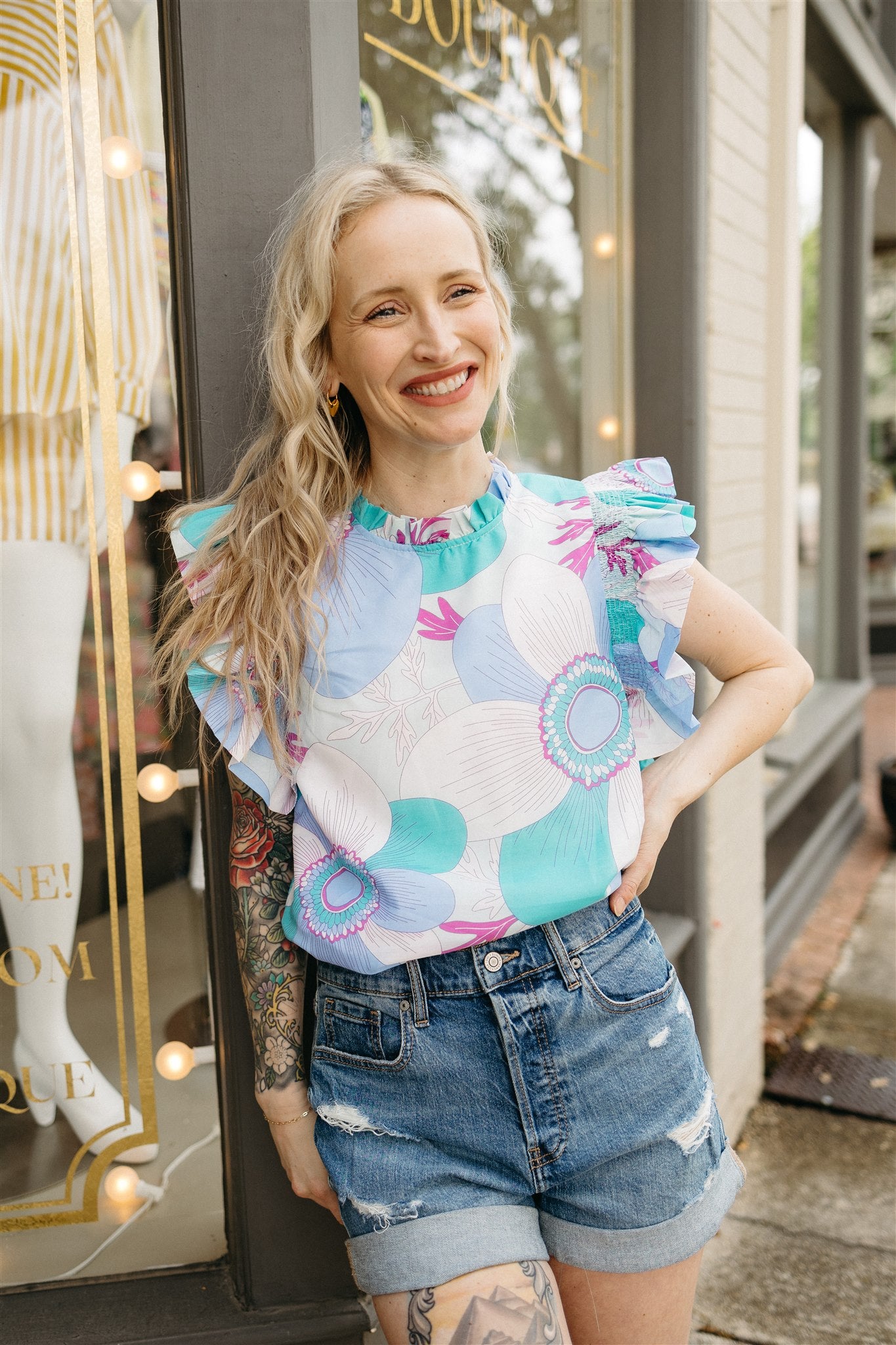 Mia Rae Ruffle Sleeve Top