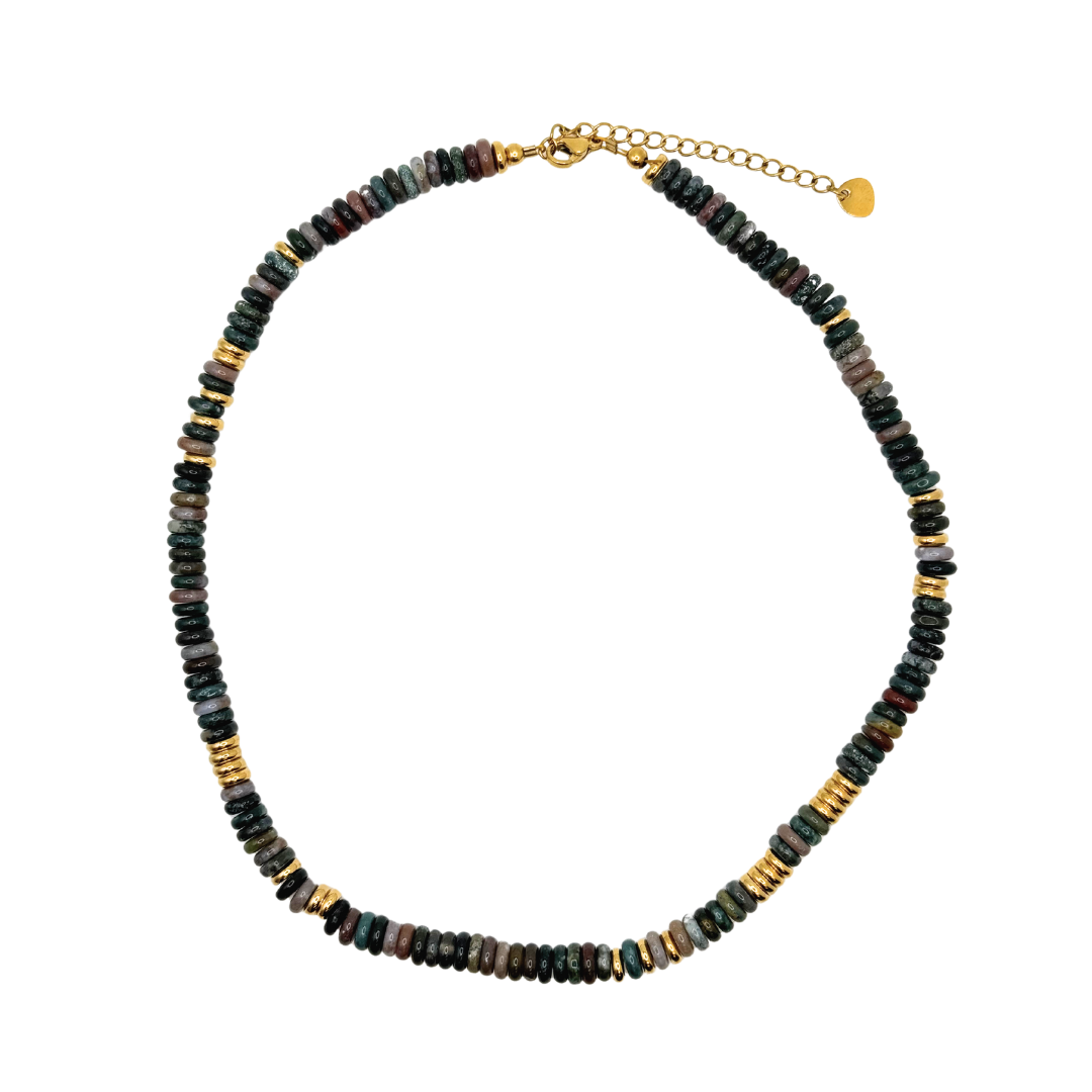 Small Midnight Multicolor Gemstone Necklace with Gold Accents