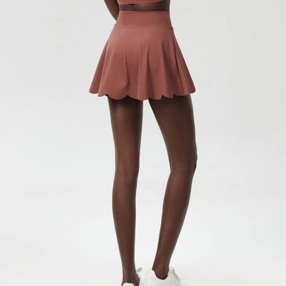 Scalloped Tennis Skirt- Brown