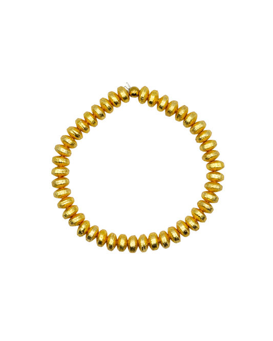 Brushed Gold Disc Bead Bracelet