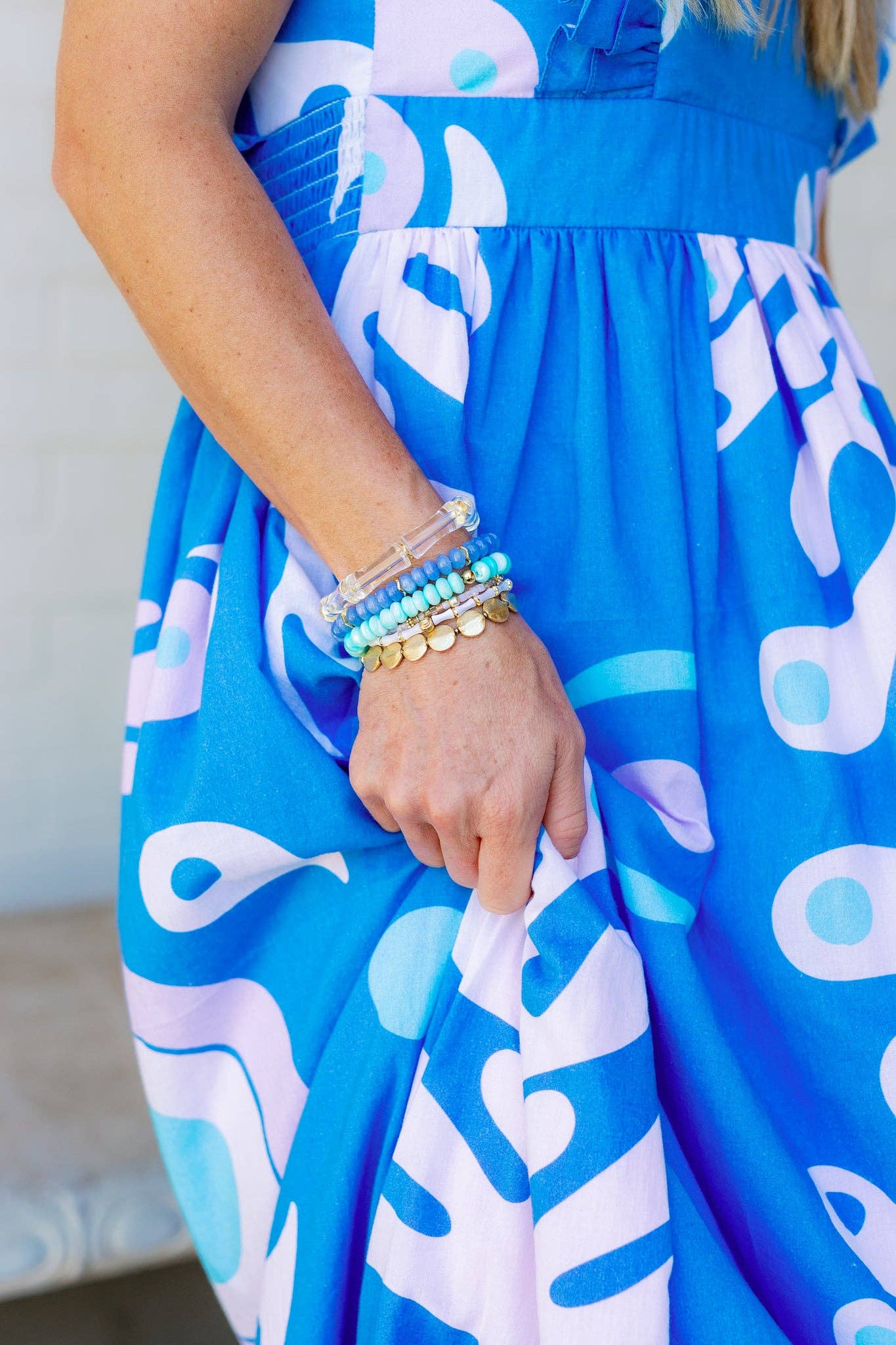 Cobalt Blue Gemstone Bracelet with Gold Accents