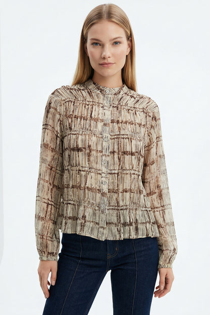 Azaleais Shirt- Ecru + Coffee