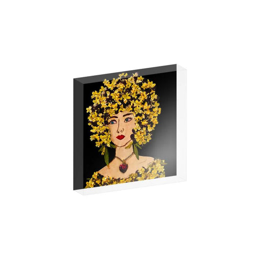Gilded Pansy Acrylic Block- 4x4
