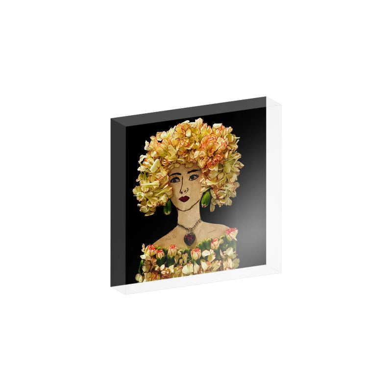 Ruffled Carnation Acrylic Block- 4x4