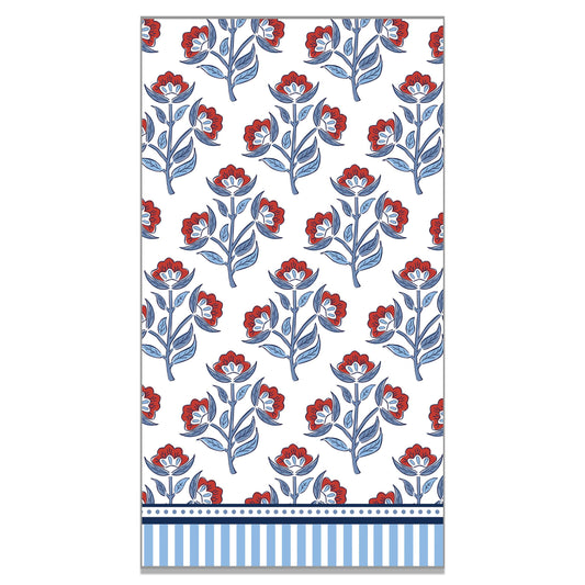 Red Floral Block Print Paper Guest Towels | Luxe Pack of 40