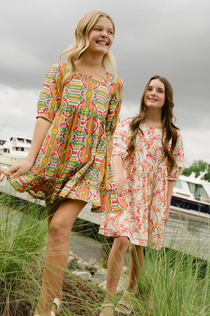 Girls Kenzie Dress- Mosaic