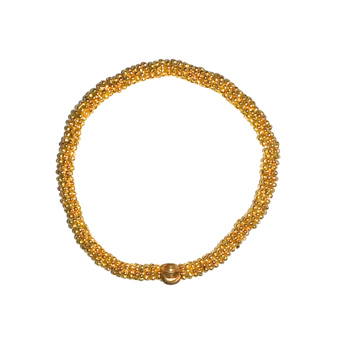 Small Gold Daisy Bead Bracelet