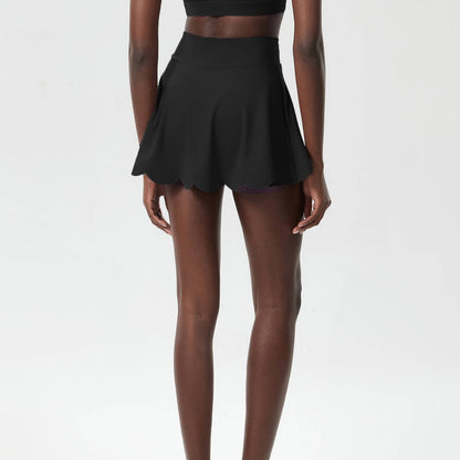 Scalloped Tennis Skirt- Black