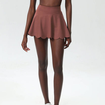 Scalloped Tennis Skirt- Brown