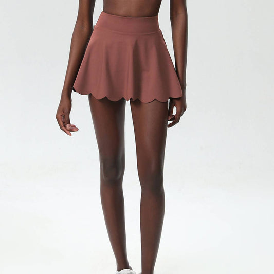 Scalloped Tennis Skirt- Brown