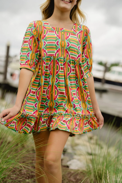 Girls Kenzie Dress- Mosaic