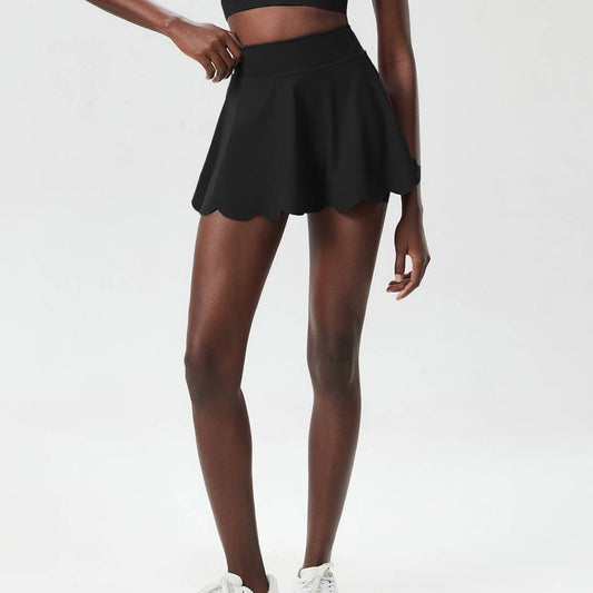 Scalloped Tennis Skirt- Black