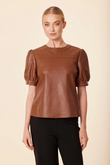 Faux Leather Perforated Top