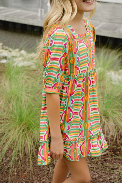 Girls Kenzie Dress- Mosaic