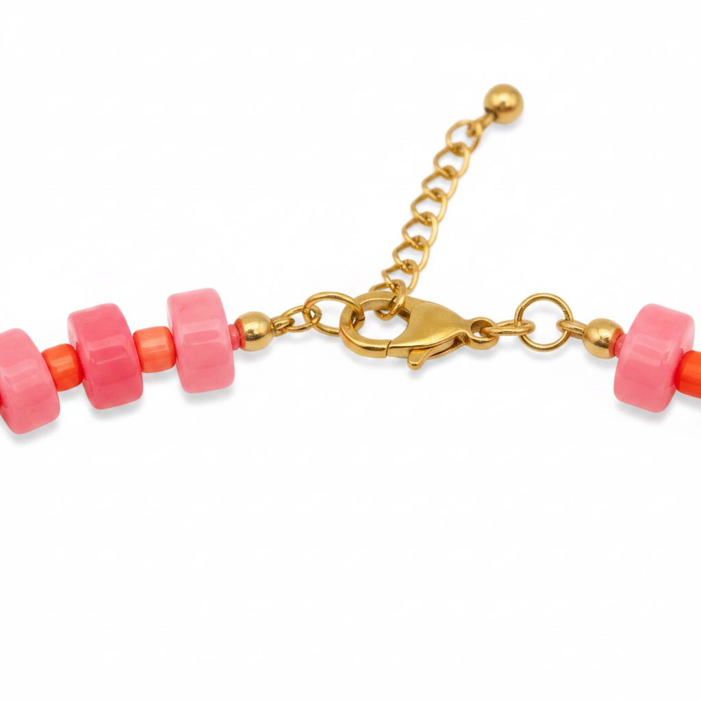 Chunky Candy Chip Pink & Orange Necklace