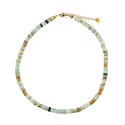 Small Seaglass Multicolor Gemstone Necklace with Gold Accents