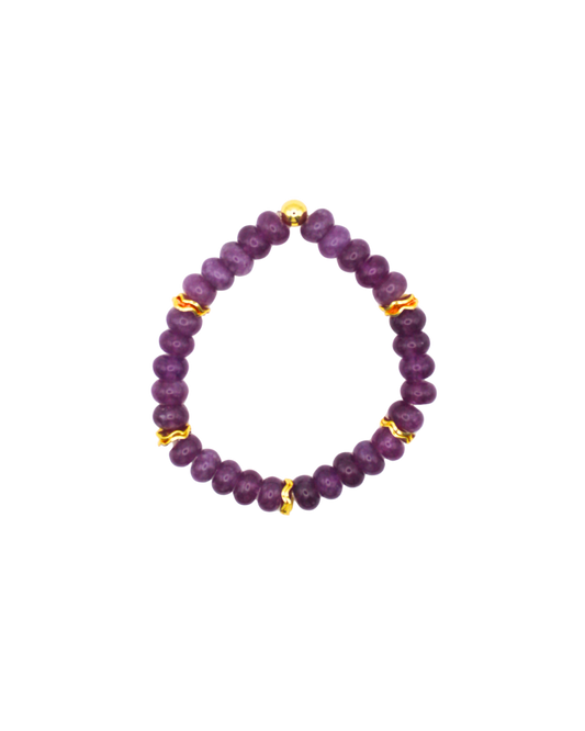 Purple Gemstone Bracelet with Gold Accents