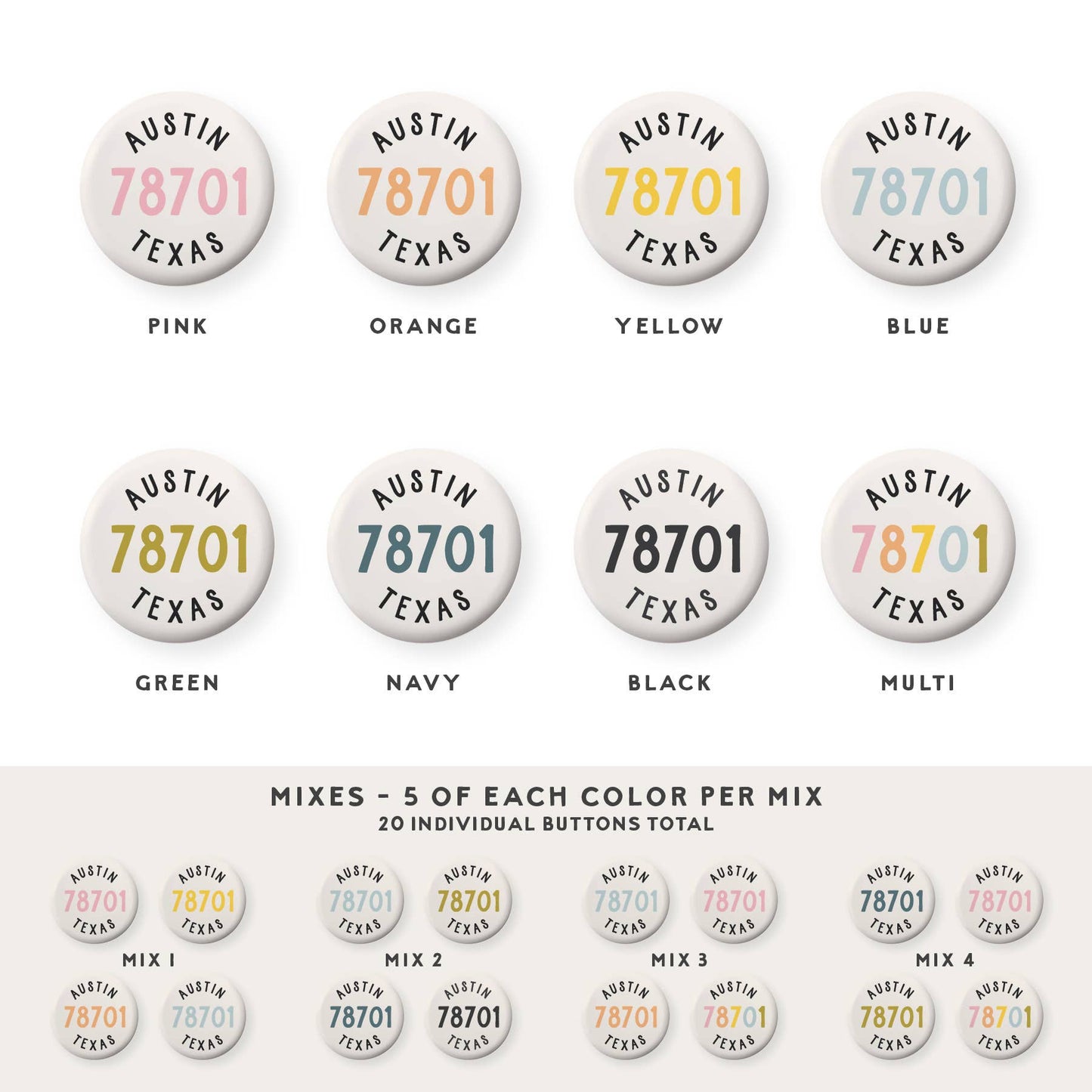 Custom Zip Code Button: Mix 4 / Packaged / Pinback Button