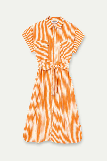 Orange Stripe Midi Dress