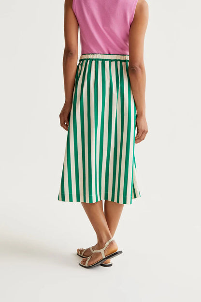 Green Stripe Midi Skirt