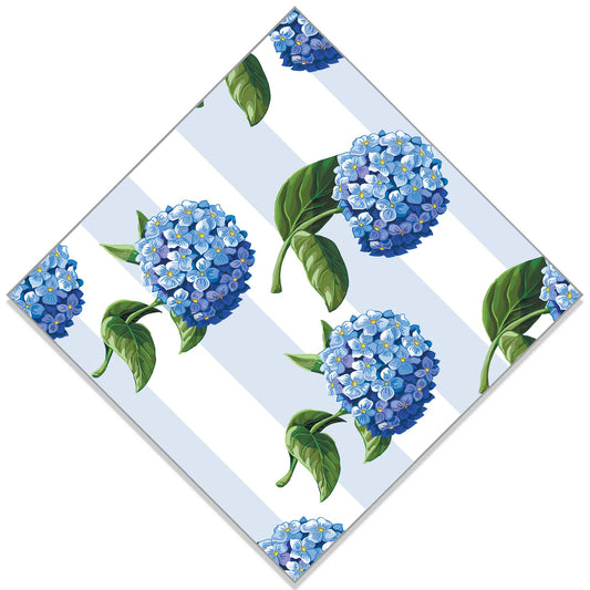 Hydrangeas Stripe Print Paper Cocktail Napkins | Pack of 20