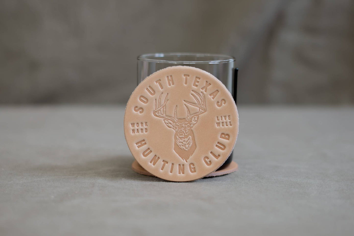 Leather Coaster | South Texas Hunting Club: Light Brown