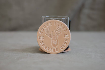 Leather Coaster | South Texas Hunting Club: Light Brown