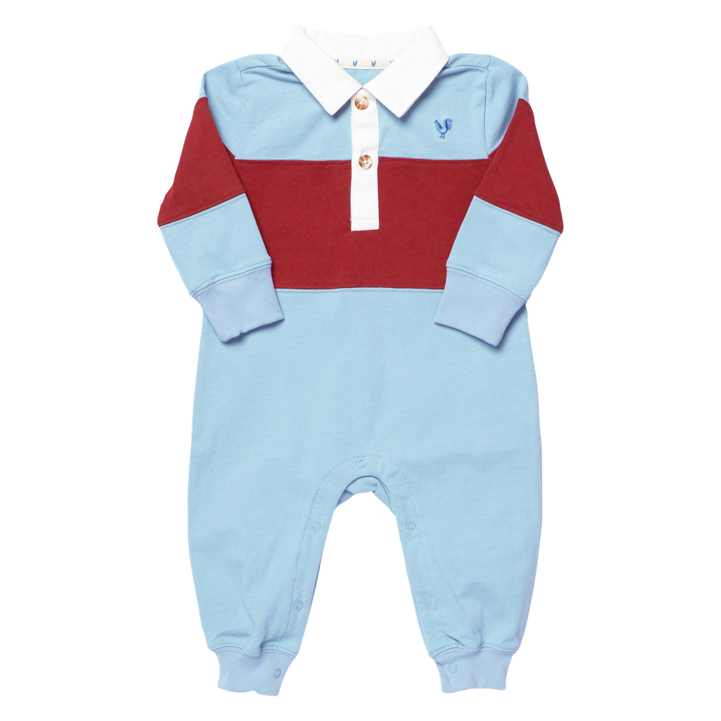 Baby Boys Albert Rugby Jumper- Blue + Maroon