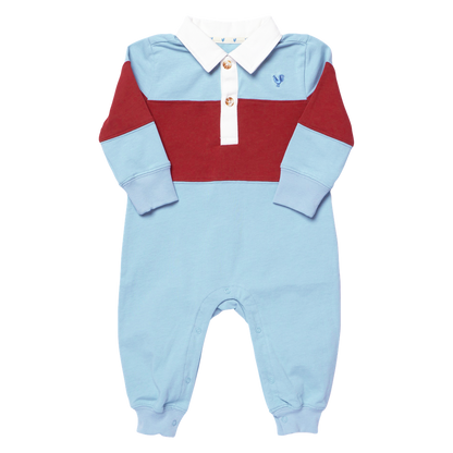 Baby Boys Albert Rugby Jumper- Blue + Maroon