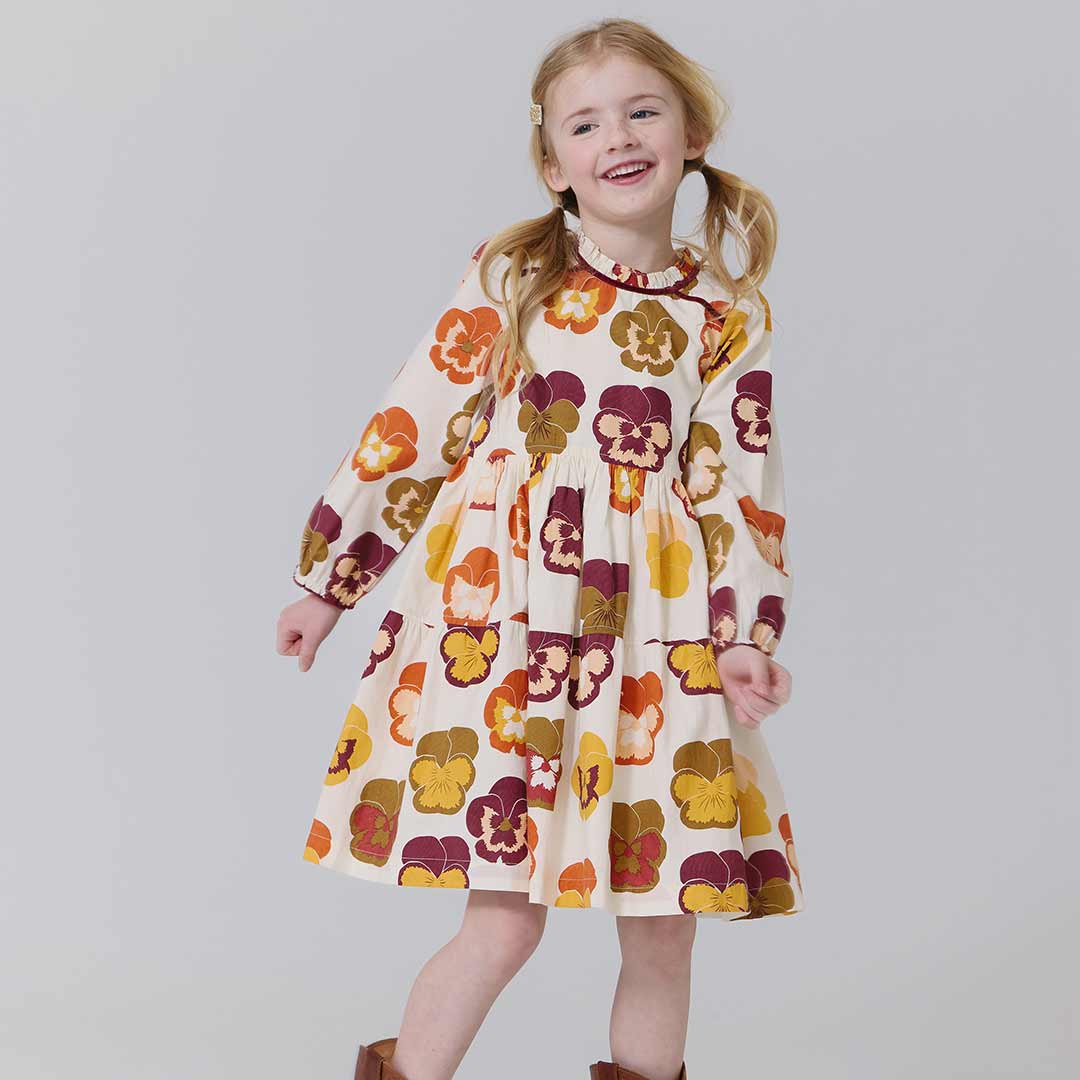 Girls Charlie Dress- Autumn Pansies