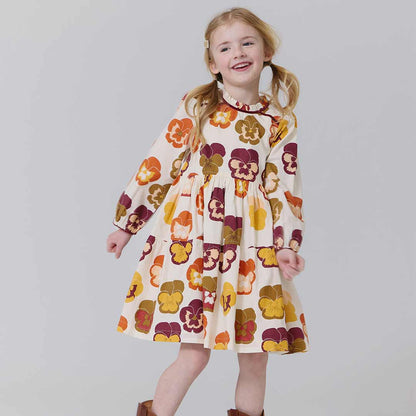 Girls Charlie Dress- Autumn Pansies