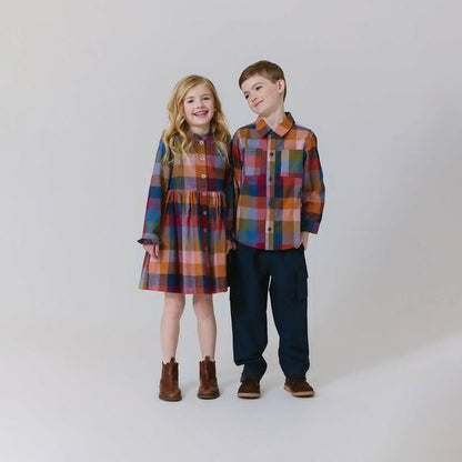 Girls Autumn Dress- Harvest Check