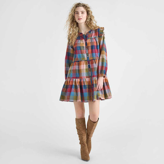 Womens Kalani Dress- Harvest Check