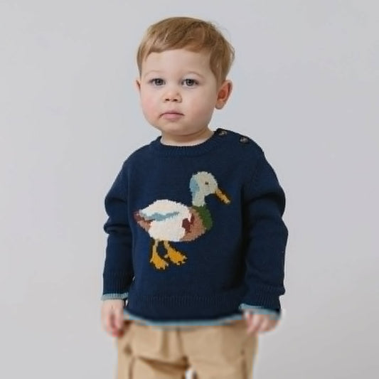 Baby Boys Oliver Sweater- Navy Mallard