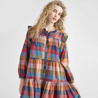 Womens Kalani Dress- Harvest Check