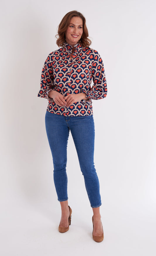 Plato Blouse- Camber Naval Blue