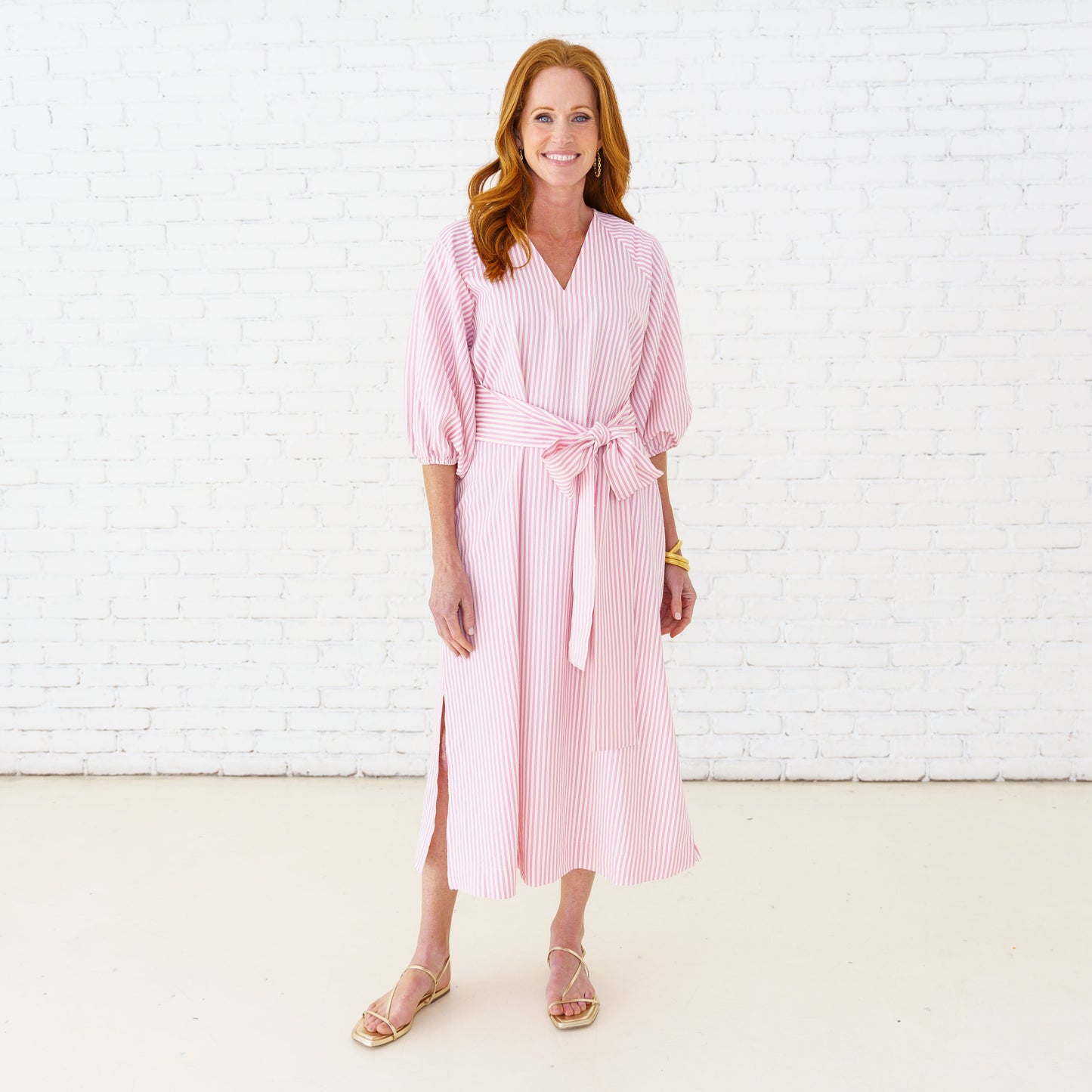 Coco Dress in Seersucker Pink