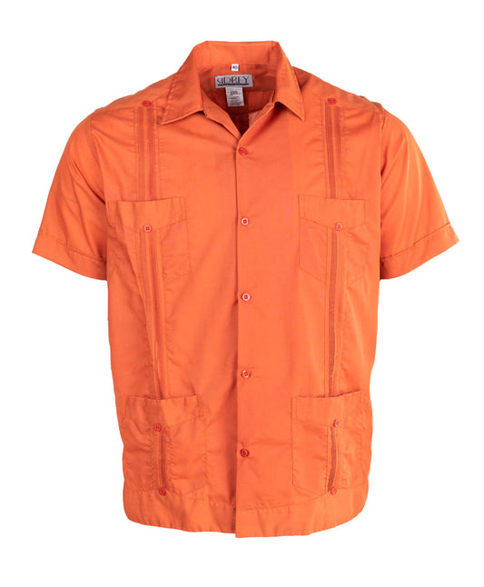 SIDREY Guayabera Classic Shirt- Burnt Orange