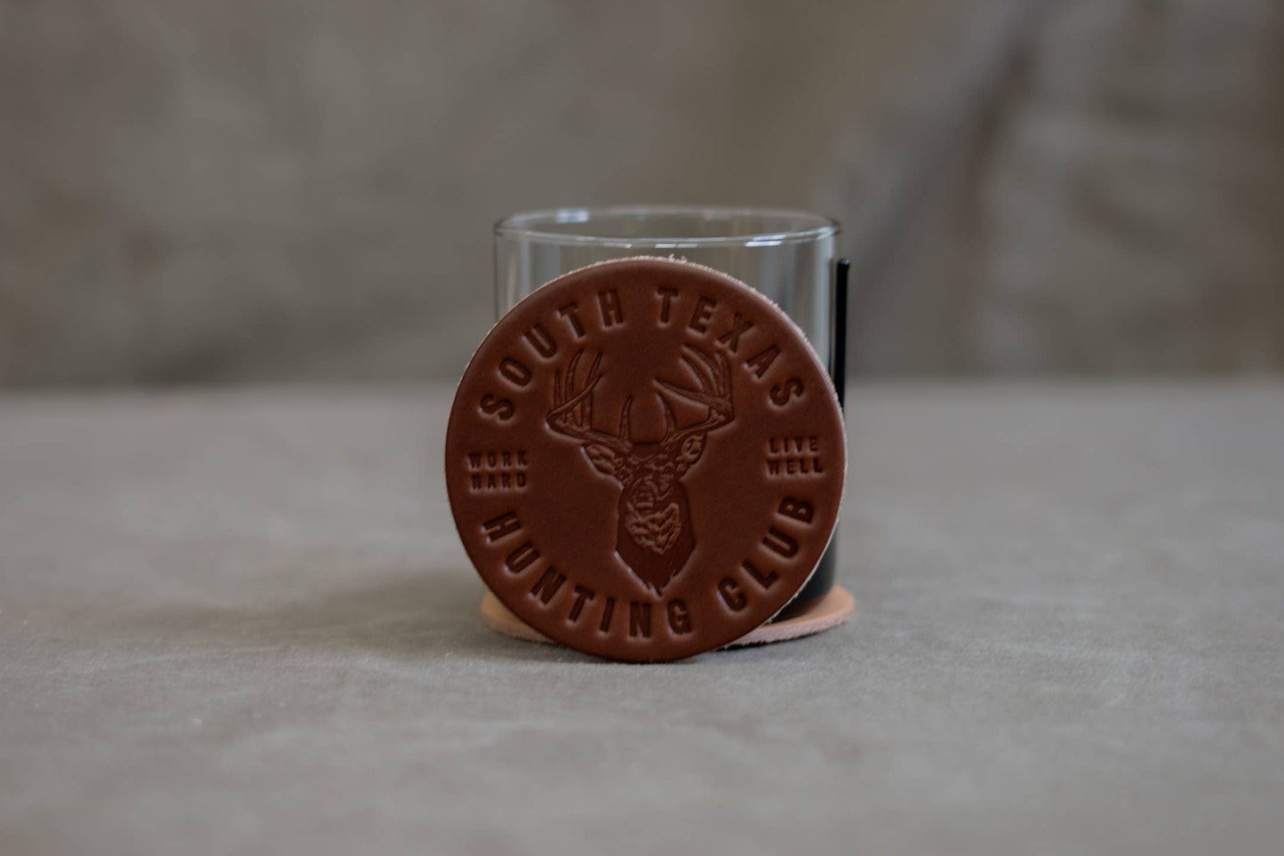 Leather Coaster | South Texas Hunting Club: Light Brown