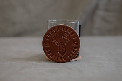 Leather Coaster | South Texas Hunting Club: Light Brown