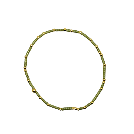 Moss Green Glossy Bitty Bauble Bracelet