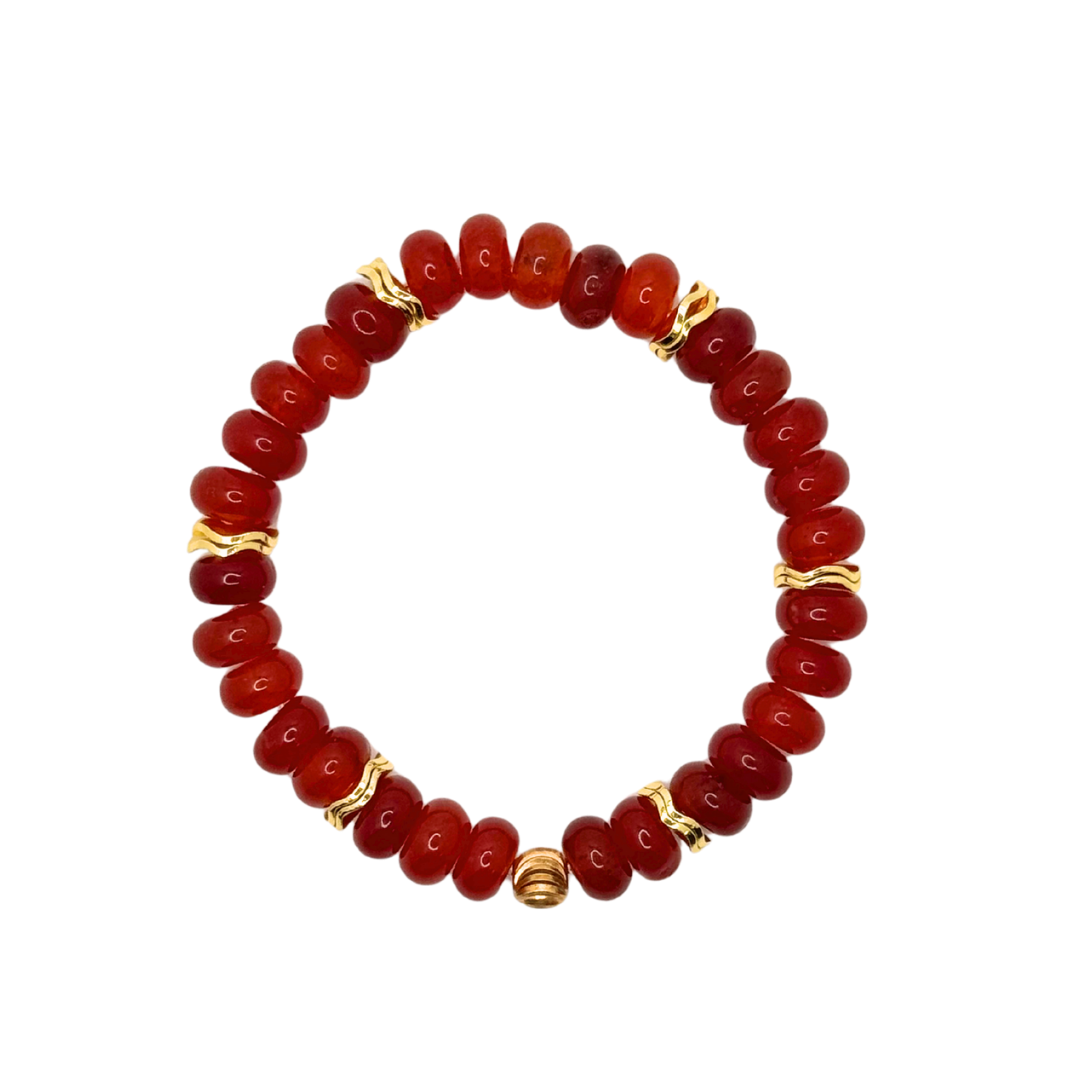 Burnt Orange Gemstone Bracelet with Gold Accents