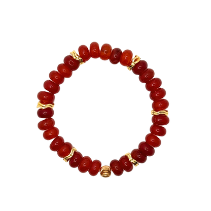 Burnt Orange Gemstone Bracelet with Gold Accents